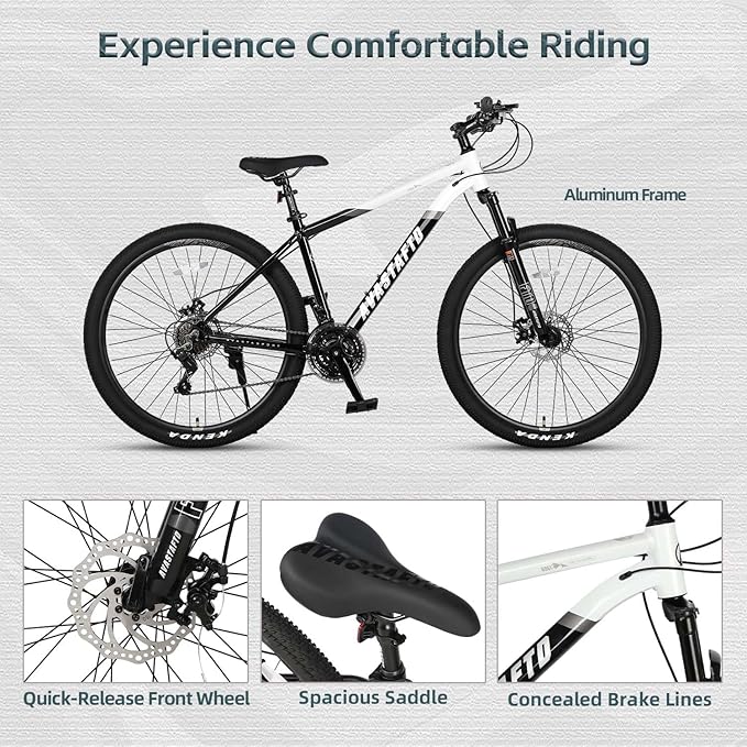 AVASTA Earth 26 27.5 inch Mountain Bike with 21-Speed,Aluminum Frame, Dual Disc Brake, Comfortable Saddle,Multiple Colors