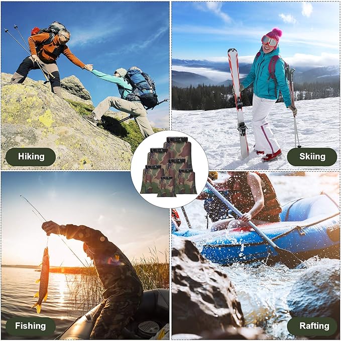 Shappy Waterproof Dry Bag Set 6 Sizes Lightweight Sacks and Long Adjustable Shoulder Strap Outdoor Water Proof Keep Gear Dry Bag Stuff Sacks for Backpacking, Boating, Hiking, Camping