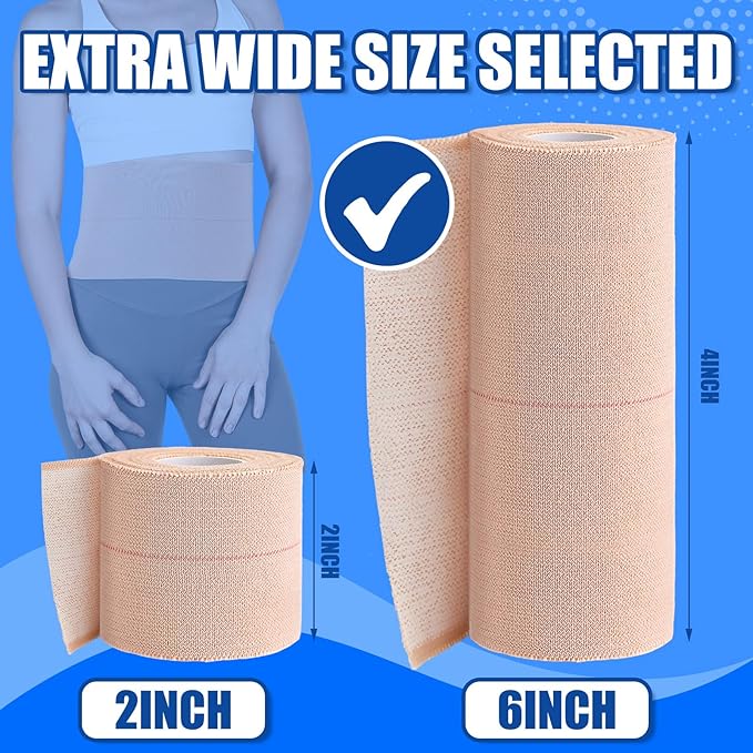 Nuanchu 2 Rolls Adhesive Elastic Tape Bandage Tape Wrap Flexible Stretch Bandages for Sports Ankle, Knee and Wrist Sprains(6 Inch Wide,Apricot)
