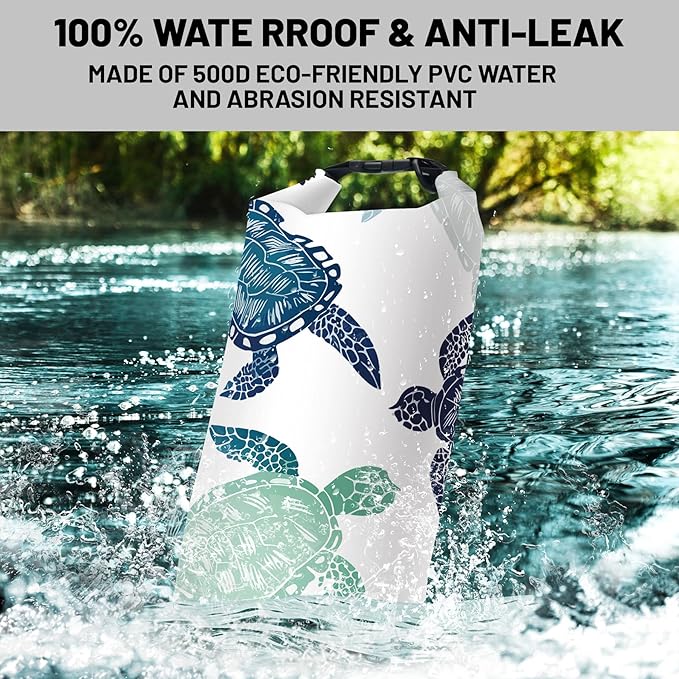 Waterproof Dry Bag,Roll Top Sea Turtle Waterproof Backpack 5L/10L/20L Floating and Lightweight Bags for Kayaking, Boating, Fishing, Swimming and Camping