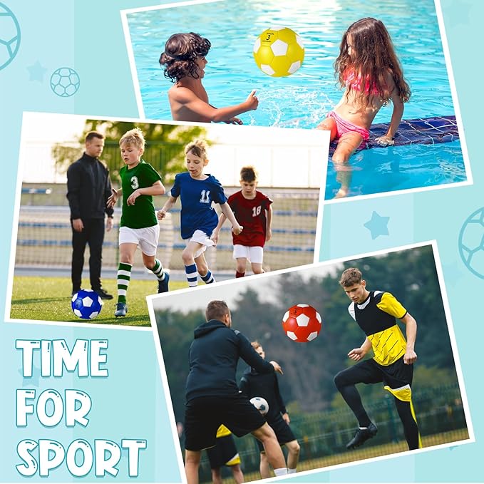 Jexine 6 Pcs Soccer Ball Bulk with Pump Official Size Indoor Outdoor Soft Soccer Operation Christmas Items Sport Gift for Child Teen Adult Practice Game