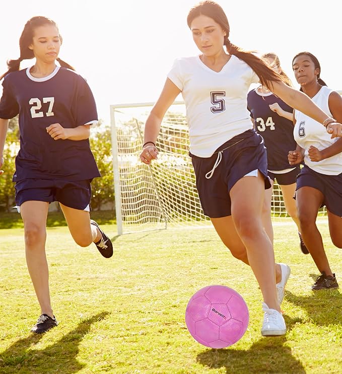 Soccer Ball - Premium Boy and Girl Official Match Ball with Cool Reflective Iridescent Rainbow Hex Pattern, Durable, Indoor, Outdoor, Training, Practice, Playtime and Games