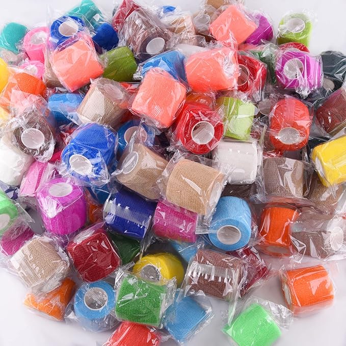 BQTQ 120 Rolls Self Adhesive Bandage 2 Inch Self Adherent Wrap Colored Tape Sticky Athletic Wrap for Sports Vet Wrist Ankle Sprains (Rich Color)