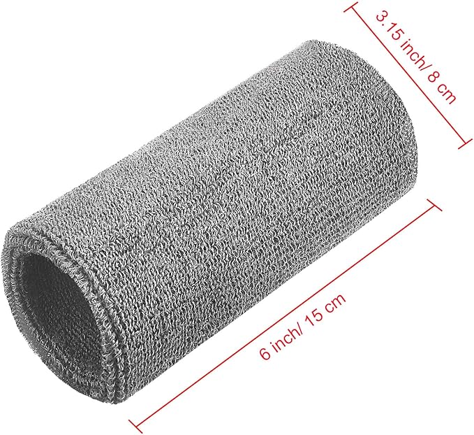 WILLBOND 6 Inch Wrist Sweat Bands for Men Women Tennis Elastic Athletic Long Sweatband Wrist Absorbent for Basketball Tennis Running Outdoor Activity