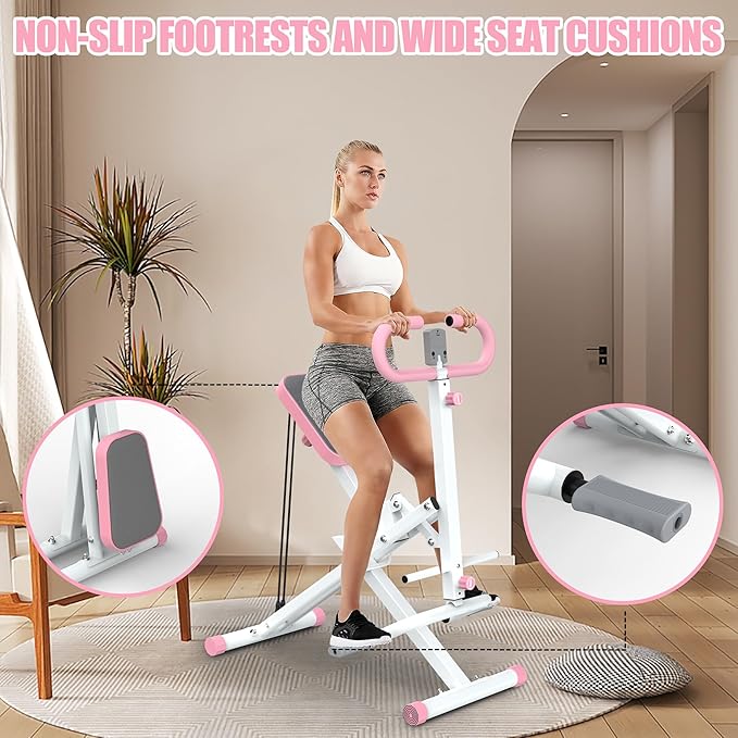Squat Machine for Home - Exercise Machine with Adjustable Resistance Bands Row-N-Ride Squat Assist Trainer for Glutes & Ab Back Legs Workout