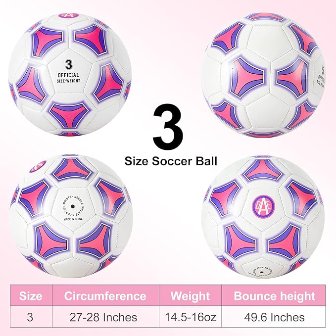 STEEFAN Pink Soccer Ball Full Size 3/4/5 for Kids Outdoor Play,Color Change Soccer Stuff with Official Size Ball Needles and Air Pump,Gift for Kid Teen Girl Junior,Indoor Outdoor Game Soccer Ball