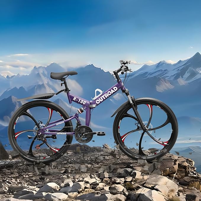 Betterland 26 Inch Folding Mountain Bike, 21 Speeds Full Suspension Foldable Bikes, Dual Disc Brake, High Carbon Steel Frame and Non-Slip Quick Release tire Bicycle for Adult