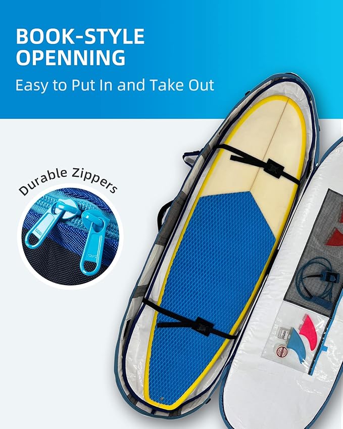 OCEANBROAD Surfboard Longboard Travel Bag Double for 2 Boards 6'0, 6'6, 7'0, 7'6, 8'0, 8'6, 9'0, 9'6, 10'0