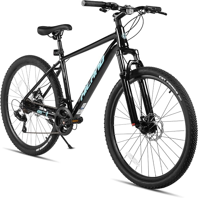 HILAND 26 Inch Mens and Womens Mountain Bike,21 Speed Mountain Bicycle with Dual Disc Brake, Front Suspension Fork, High Carbon Steel Frame Urban Commuter Bike for Adults
