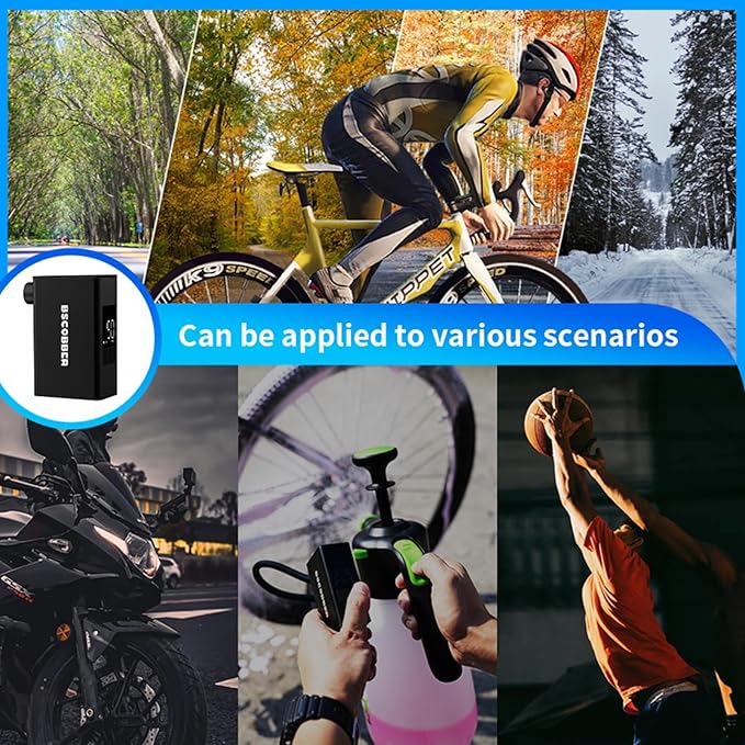 Mini Bike Pump Electric Bike Pump 150 PSI Portable Bike Tire Inflator Air Compressor Rechargeable Bicycle Air Pump with Gauge,Tiny Pump with Presta & Schrader Valve for Mountain/Road Bike