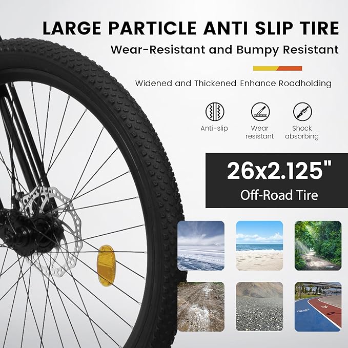 26 Inch Mountain Bike Dual Suspension for Mens Boys, 21 Speeds Steel Women Girls Mountain Bike Summer Travel Trip, Disc Brakes Adult Teens Sport Men Women Bicycle for Trail Commuter City Road