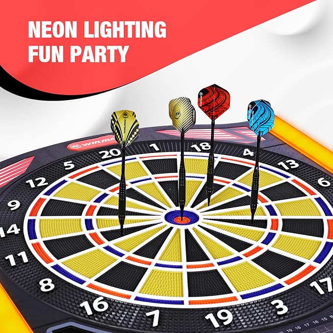 Professional Electronic Dartboard Set with Laser Toe Line, 34 Games & 350 Modes, 1-8 Players, Includes 12 Darts, Suitable for Batteries/Adapters