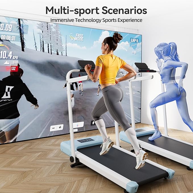 Walking Pad Treadmill with Handle Bar 3-in-1 Foldable Treadmills for Small Space 300 LBS Capacity, 3.0HP Portable Under Desk Treadmill for Home Office with LED Display Remote APP Control