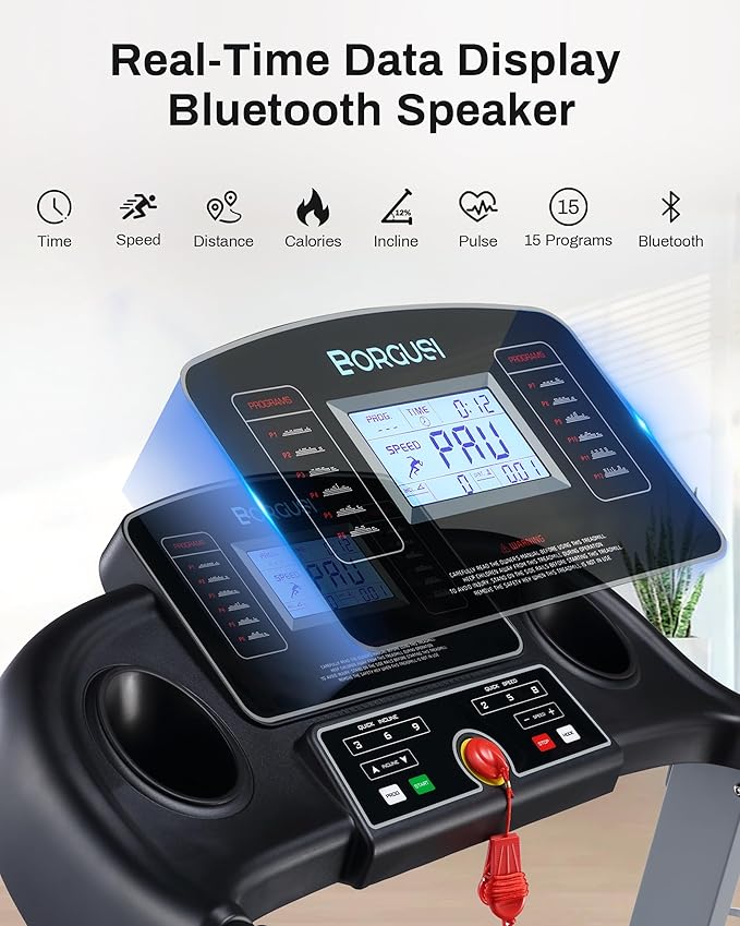Auto Incline Treadmill with 300 LBS Capacity, 17.5" Wide 3 HP Folding Electric Treadmill Max 8.5 MPH Speed, Running Machine with Bluetooth Speaker & LCD Display for Home Use