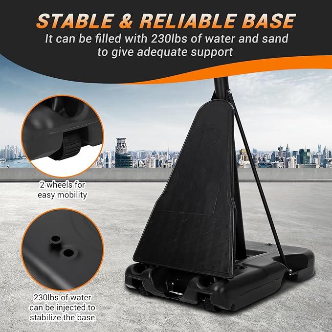 Basketball Hoop Outdoor 5.2-10Ft, Portable 47 Inch Shatterproof Backboard & Rebound Plate & Quick Adjustable Basketball Goal System
