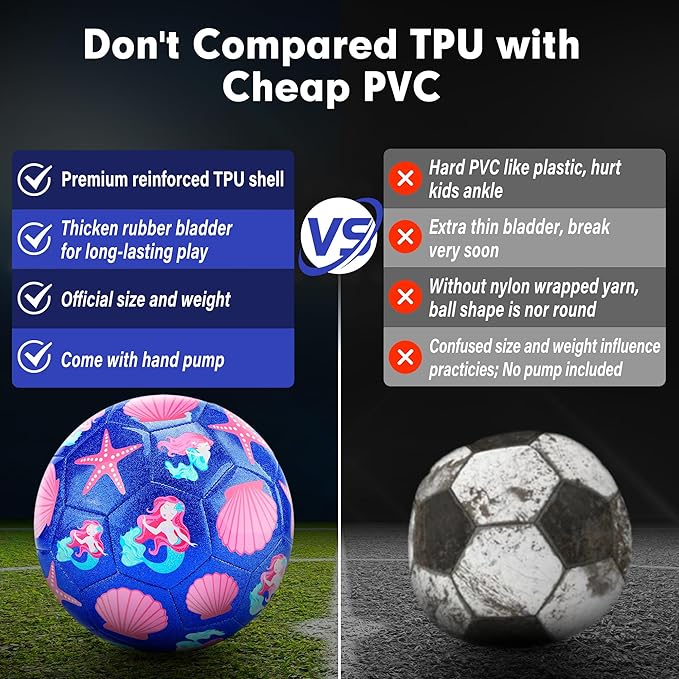 Soccer Balls Size 3 for Girls Soccer Ball for Kids Aged 4-6 6-8 Beginners Outdoors Sports Ball Recreation Playing Ball Birthday Christmas Back to School Gifts