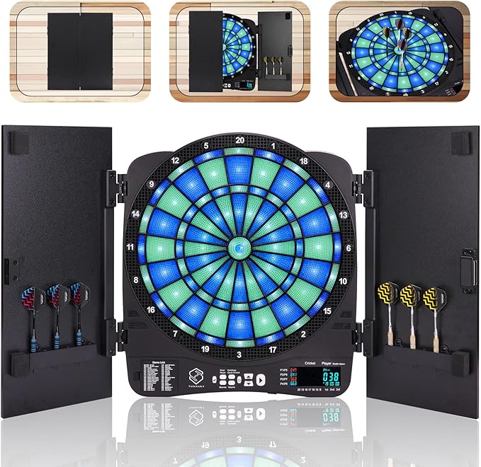 Turnart Electronic Dart Board,13 inch Illuminated Segments Light Based Games Electric Dartboard for Adults Tested Tough Segment for Enhanced Durability Professional with Scoring