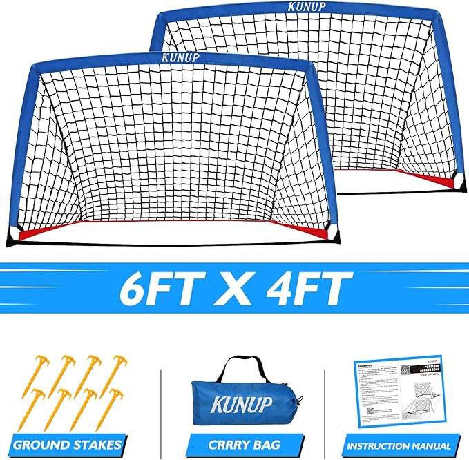 2 of 5×3 6x4 9x5 FT Portable Kids Soccer Goals Set, Foldable Soccer Practice Nets for Backyard with Carrying Bag for Toddler Youth Pop Up Soccer Training Equipment Indoor Outdoor Sports Game Gift