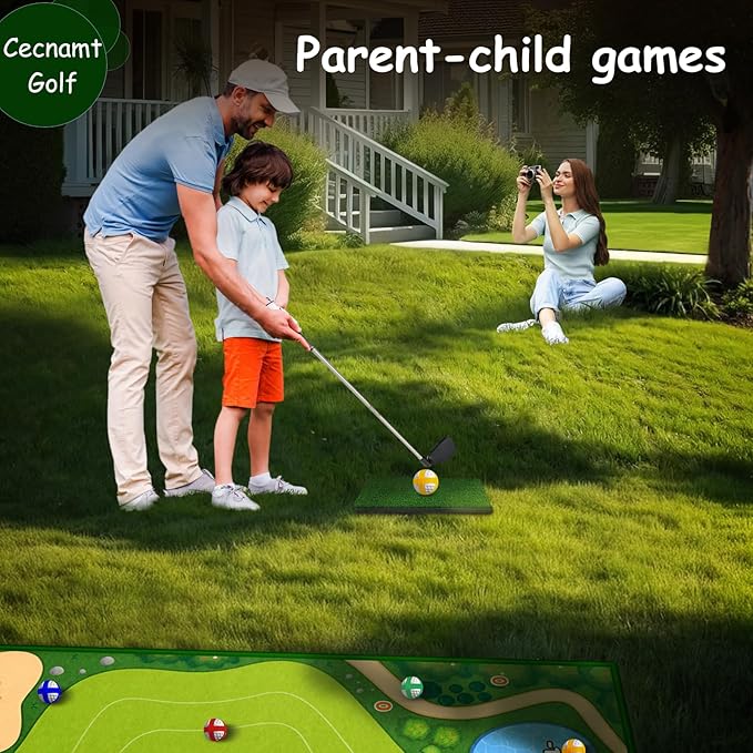 Golf Chipping Game, Battle Golf with 2 Golf Club & Hitting Mat, Chip Sticky Practice Golf Game Set for Adults Kids Indoor Outdoor Backyard
