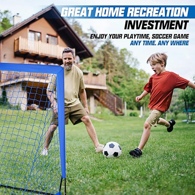 Soccer Goals, Soccer Net for Backyard, 2 Pack 4' x 3' Soccer Goal Training Equipment, Portable Soccer Nets with Soccer Ball and Ball Pump,Goal Net for Sports Training
