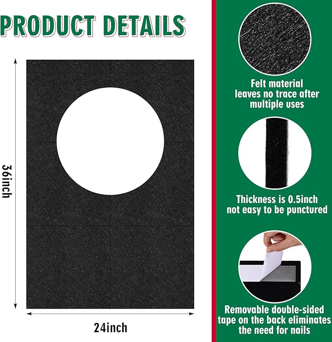 Extra Large Dart Board Wall Protectors Dart Board Backing Felt Wall Tiles Extended Length Dartboard Surround Cork Dartboard Backer Alternative with Bracket Hanging Kit