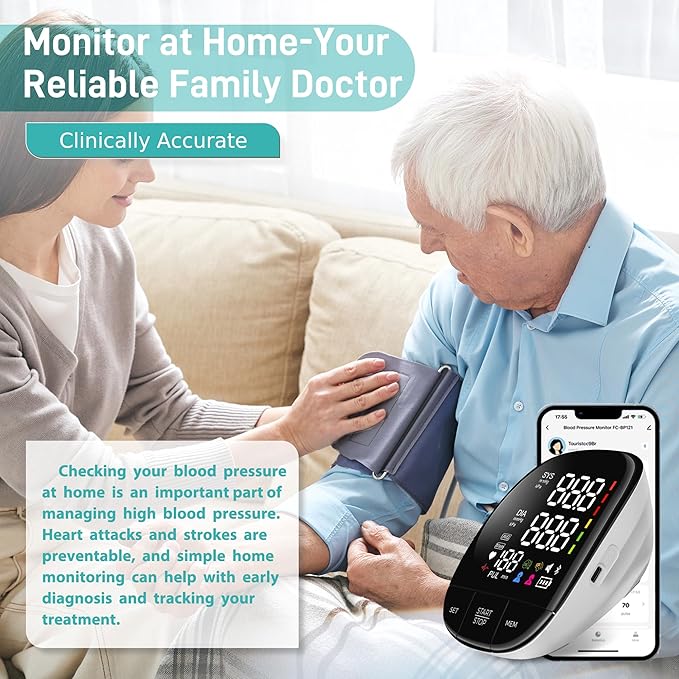 huangirl Blood Pressure Monitor Upper Arm, Automatic Blood Pressure Cuff with Large Cuff - Blood Pressure Monitors for Home Use, Talking Blood Pressure Monitor, 240 Memories for 2 Users
