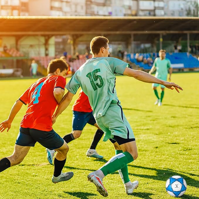 Deekin 12 Pcs Soccer Balls Bulk with Pump Deflated Sizes 3, 4, 5, Official Size Sport Soccer Ball Training Ball for Kids Youth Adult Game Match School Training Accessories Party Gift