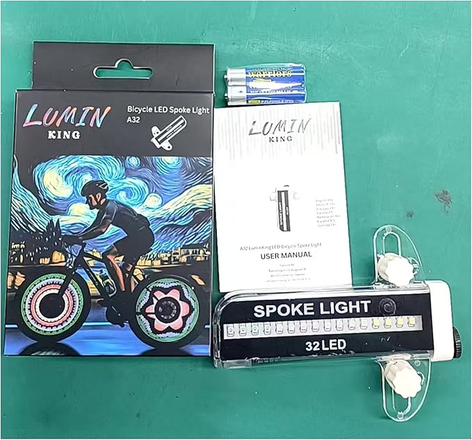 32 LED Spoke Lights - 30 Color Flashing Patterns Automatically Change, Easy Mount Bicycle Lights On Wheel Spokes