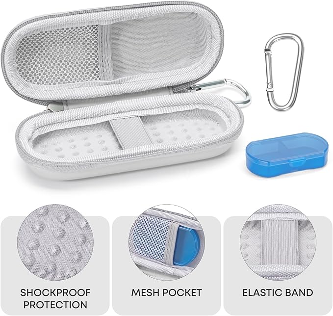 Case for KardiaMobile 1L 6L Personal EKG Monitor, Hard Travel Carrying Case for AliveCor Kardia Heart Monitor EKG/ECG, Portable Heart Rate Monitor Bag Storage Organizer with Pill Box & Carabiner Clip