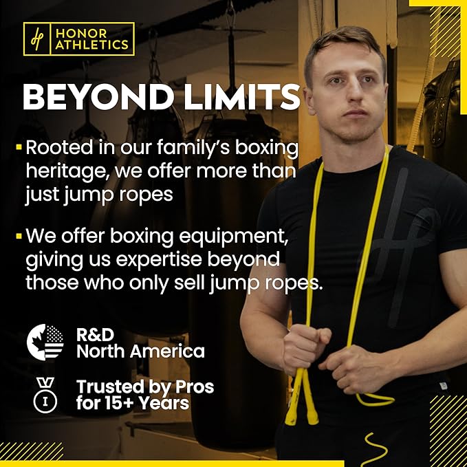 Honor Athletics | Pro Boxing Rope 3.0 | 5.3mm Jump Rope Indoor/Outdoor Adjustable For Boxing | Ultra-Durable, Non-Kinking TPU-PVC blend/Unbreakable Handles | Adjustable | Skipping Rope