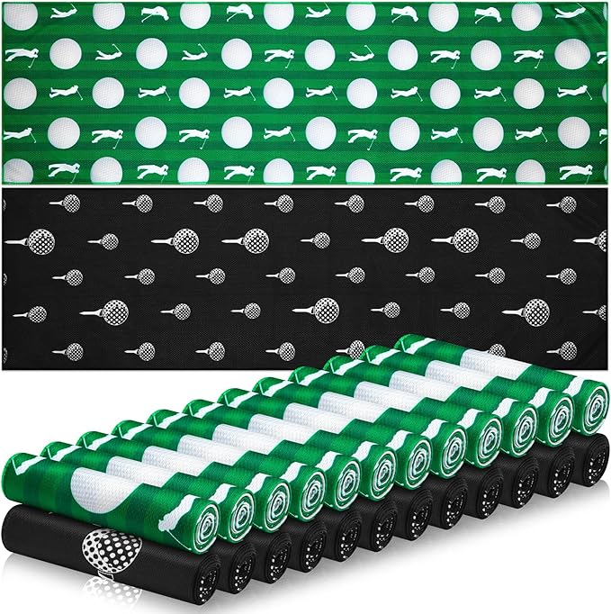 24 Count Sports Cooling Towels Baseball Basketball Softball 40 x 12 Inch Breathable Soccer Football Volleyball Microfiber Ice Towel Fast Drying for Party Favors Team Gift (Green,Golf)