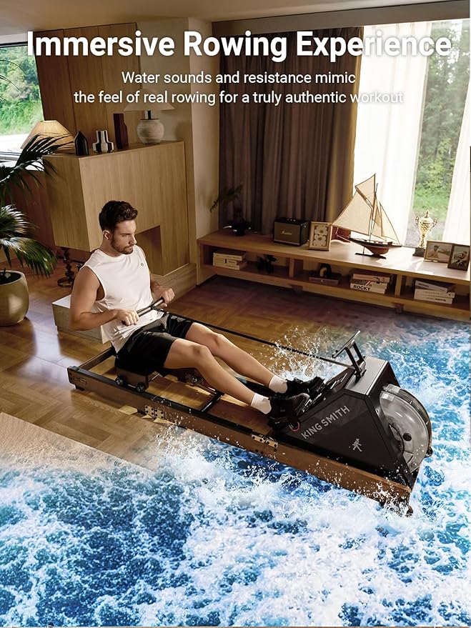 Water Rowing Machines for Home, WR20 Foldable Row Machine, 331LB Weight Capacity, Water Rower Machine with LCD Monitor, App Supported and Comfortable Seat for Folding Water Rowers