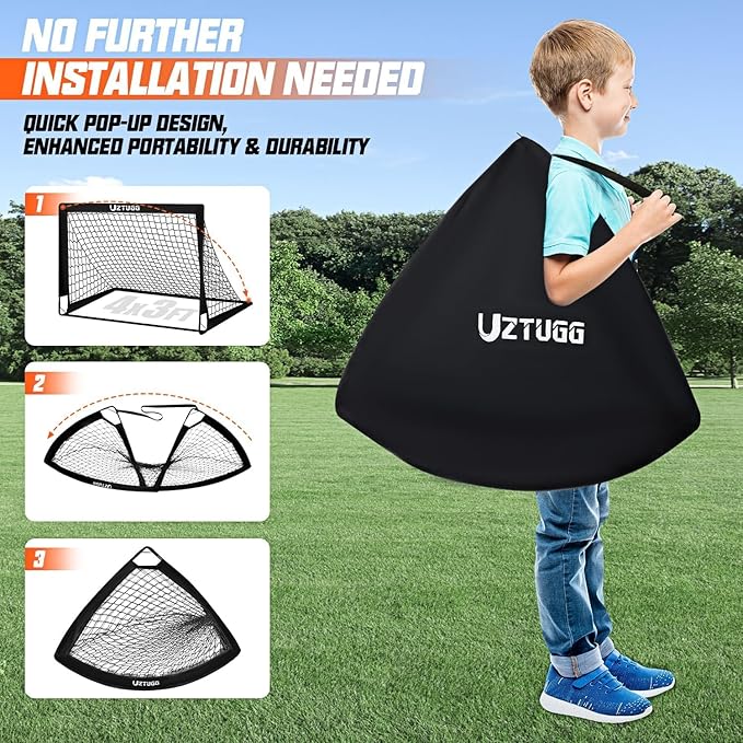 Soccer Goals, Soccer Net for Backyard, 2 Pack 4' x 3' Soccer Goal Training Equipment, Portable Soccer Nets with Soccer Ball and Ball Pump,Goal Net for Sports Training