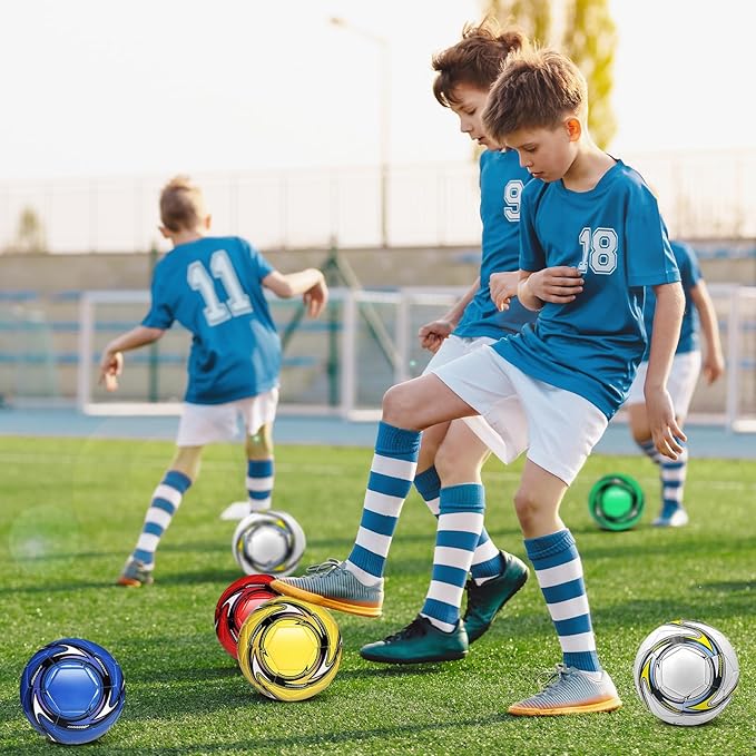 6 Pack Operation Deflated Christmas Soccer Ball with Pump for Child,Items Bulk Deals Soccer Balls,Classic Soccer Balls with Mesh Sport Bag Pump Needle for Shoebox Gift Fillers Charity Donations