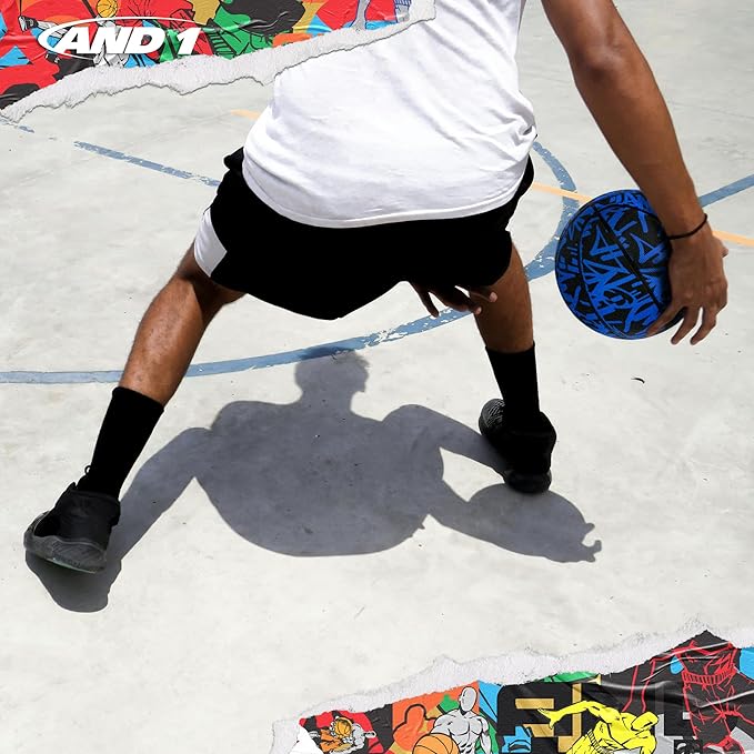 AND1 Fantom Graffiti Rubber Basketball - Streetball for Indoor and Outdoor Use, Deep Channel Construction and Durability