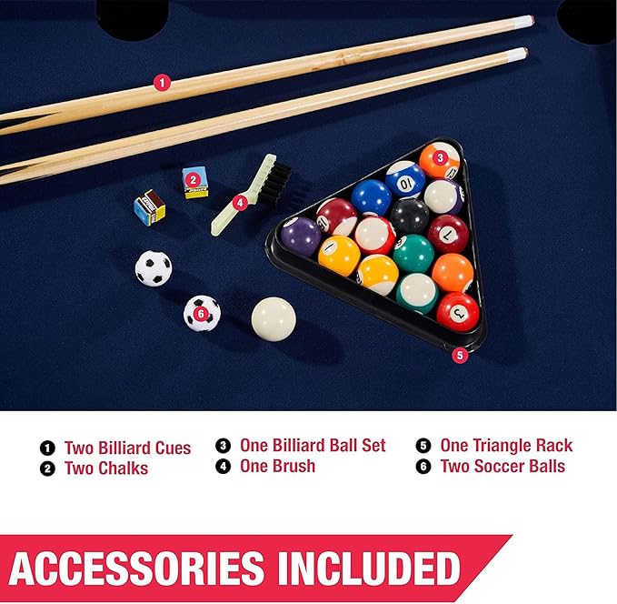 MD Sports Combination Games Multiple Styles Arcade Collection, Billiards, Ping Pong, Hockey, Basketball and Foosball Combination Kit Comes with All The Basics