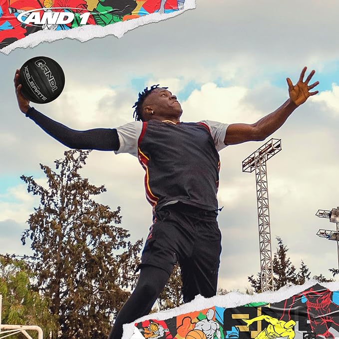 AND1 Xcelerate Rubber Basketball: Official Regulation Size 7 (29.5”) Streetball, Made for Indoor/Outdoor Games
