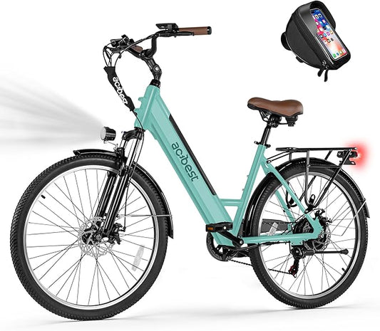 Cores Electric Bike for Adults, 26" Electric Commuter Bike with 1200W Peak Motor, 28MPH 70 Miles Max, 48V 576Wh Removable Battery, 7-Speed City Cruiser Mountain E Bike for Commuting