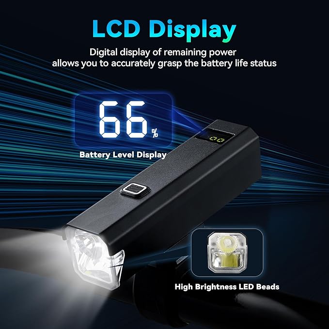 2 Packs Bike Light Set Super Bright Focus Adjustable Front Headlight and Rear LED Mountain Bicycle Light, Mount Included JB866