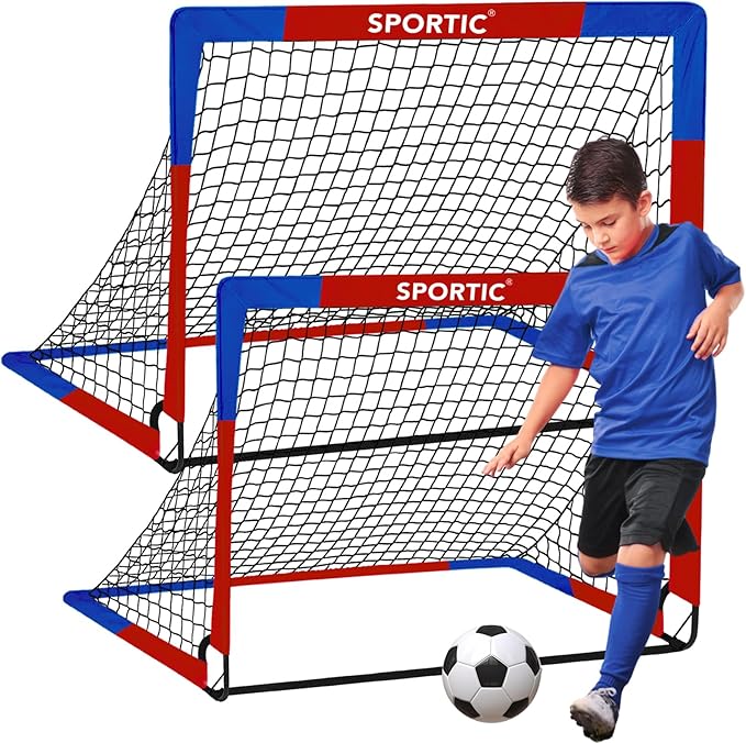 2 Pack 4' x 3' Soccer Goal Net Set, Pop Up Kids Practice Soccer Goals for Indoor and Outdoor.Portable Soccer Net with Carrying Bag & Ground Pegs, Perfect for Backyard, Field, Court