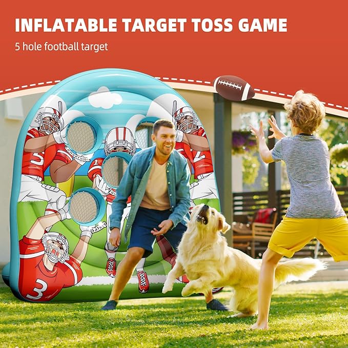 6Ft Football Target Toss Game - Inflatable Football Throwing Target Toy for Kids - Carnival Party Games