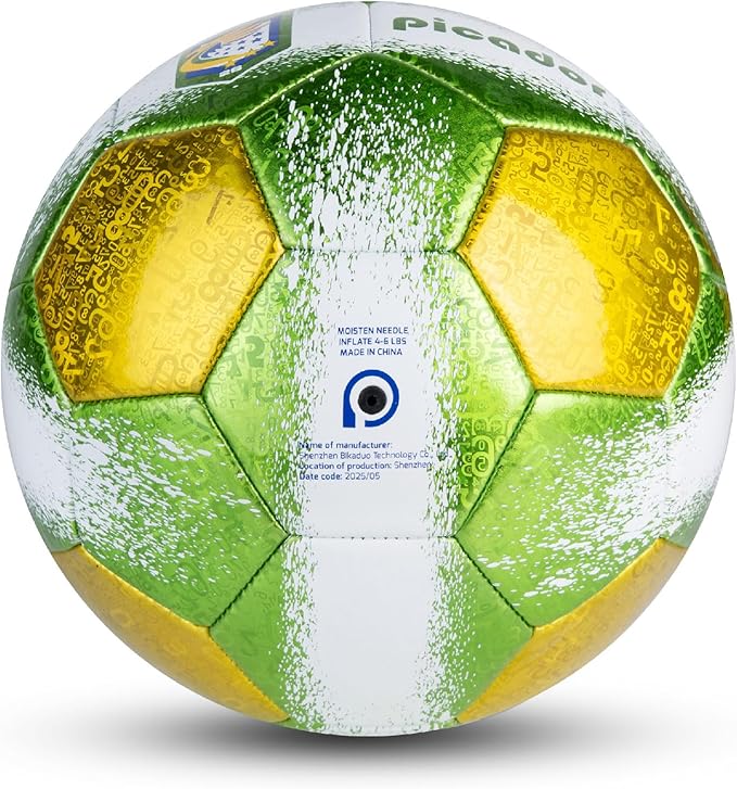 Size 4 Soccer Balls, Laser Leather Soccer Ball for Sport Training & Match Play - Vibrant Soccer Balls Gift Set with Pump for Kids and Youth