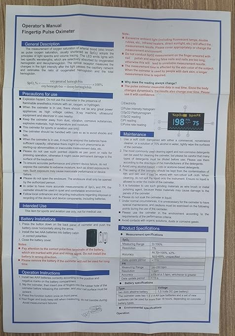 Pulse Oximeter Fingertip Oxygen Monitor Fingertip Pulse Ox Heart Rate and SpO2 Finger Pulse Oximeter for SpO2/Heart Rate/Perfusion Index Blood Oxygen Saturation Monitor with Battery Lanyard (Blue)