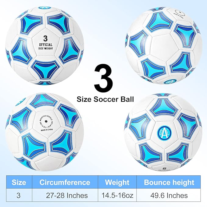 STEEFAN Soccer Ball Size 3/4/5 for Kids Outdoor Play,Color Change Soccer Stuff with Carry Net,Official Size Ball,Needles and Air Pump,Gift Idea for Kid Teen Boy Girl Junior and Men Women