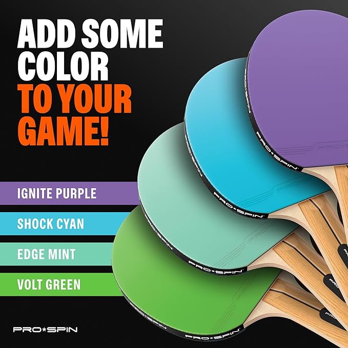 PRO SPIN Ping Pong Paddles - High-Performance Set with Premium Table Tennis Rackets, 3-Star Ping Pong Balls, Compact Storage Case | Professional Quality Ping Pong Paddle Set | Indoor & Outdoor Games