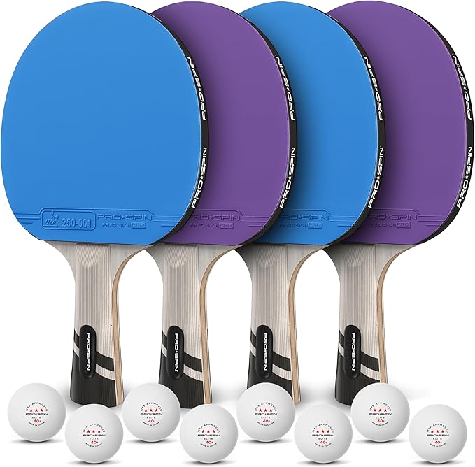 PRO SPIN Ping Pong Paddles - Professional Level Table Tennis Rackets with Carbon Fiber for Superior Control | 7-Ply Blade, Premium Rubber, 2.0mm Sponge | Includes Protector Case