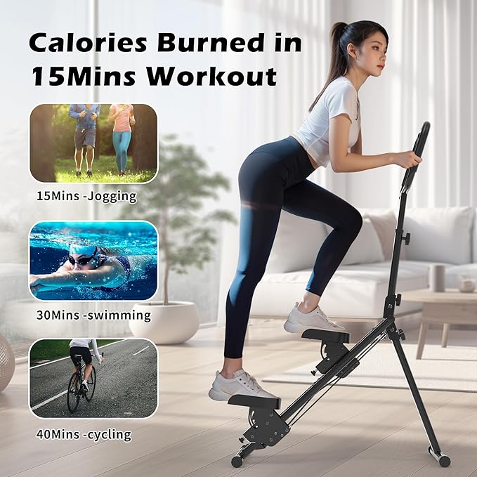 Leikefitness Stair Stepper for Home Gym,Vertical Climber Machine for Full-Body Workout,Foldable Cardio Stepper with Adjustable Handle and Treads for Women & Men