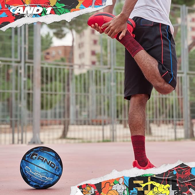 AND1 Chaos Basketball: Official Regulation Size 7 (29.5 inches) Rubber - Deep Channel Construction Streetball, Made for Indoor Outdoor Basketball Games