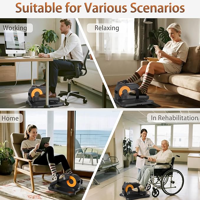 Under Desk Elliptical Machine, Elliptical Leg Exerciser for Seniors w/Remote, Electric Elliptical Exerciser as Seen on Tv, 12 Speed Levels, Manual & Auto Mode, Seated Pedal Exerciser for Home