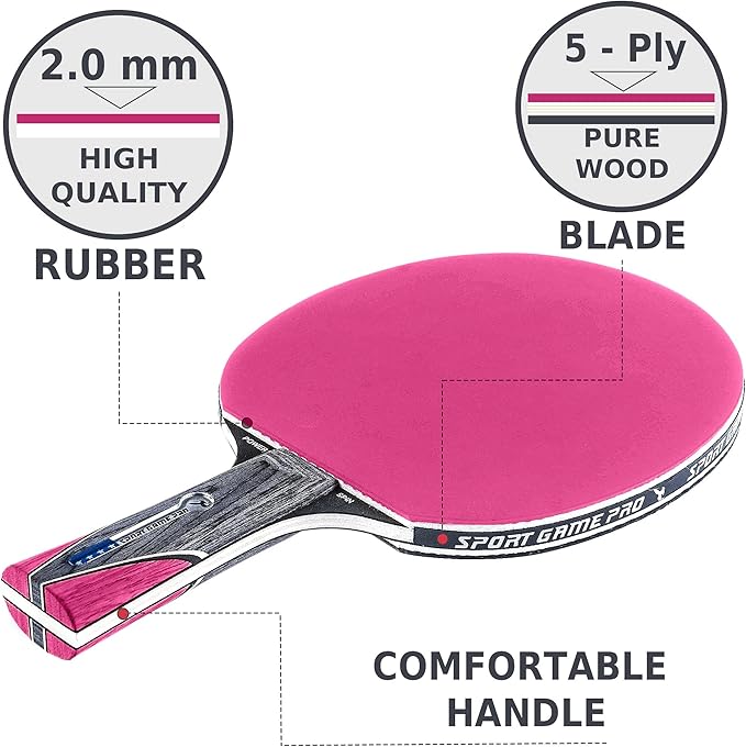 Ping Pong Paddle with Killer Spin + Case for Free - Professional Table Tennis Racket for Beginner and Advanced Players - Improve Your Ping Pong Skills with JT Ping Pong Paddle Set